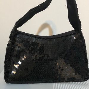 Black sequins handbag